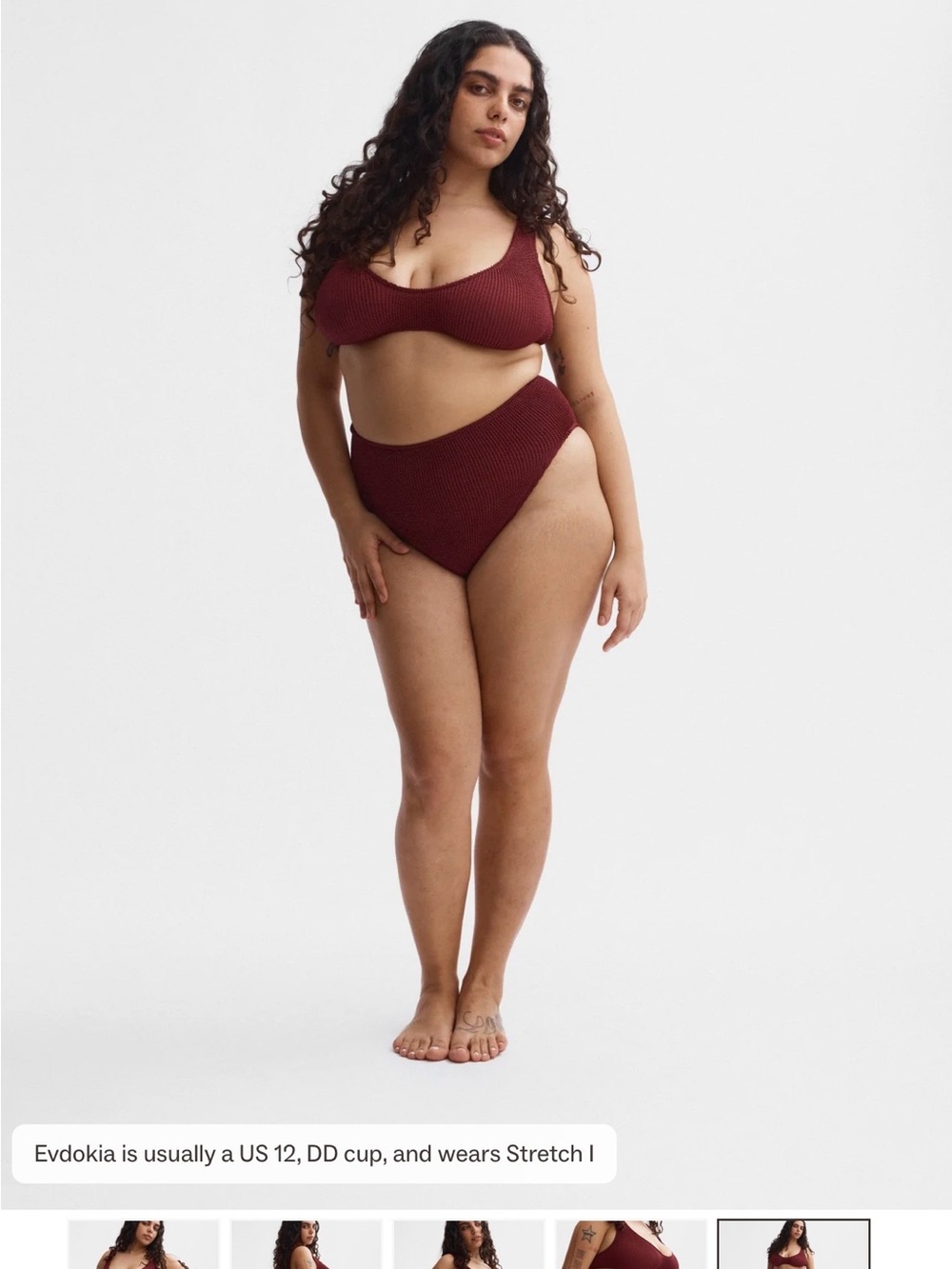 Youswim Ribbed Scoop Bikini Top & High-Waist Bottoms in Wine